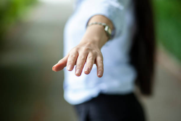 young business woman hands in the street