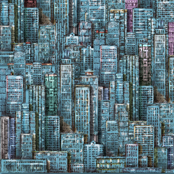 istock Night city background. Urban landscape with large modern buildings 1250306065