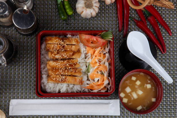 istock Bento chicken teriyaki with salad and soup 1250307229