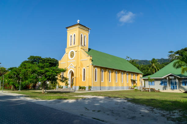 istock A beautiful Catholic church (St Mary's church) in la digue 1250307370