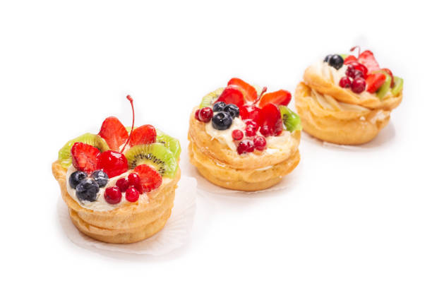 istock Home made cake with cream and fruits isolated. 1250308375