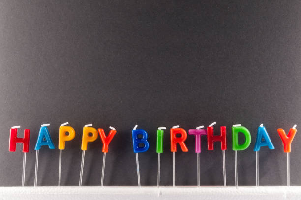 text happy birthday - alb imagens e fotografias de stock