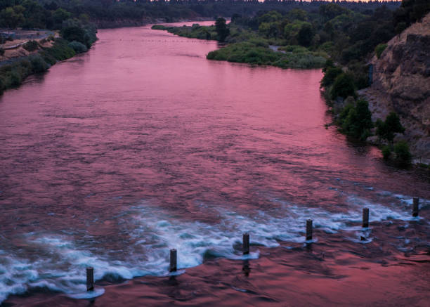 Lower American River at sunset from Hazel Ave Bridge
