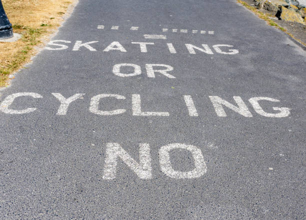 istock no cycling or skating sign. 1250312238