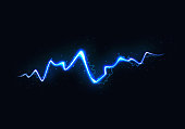 istock Vector Illustration of Abstract Blue Lightning on Black Background. Power Energy Charge Thunder Shock 1250315243
