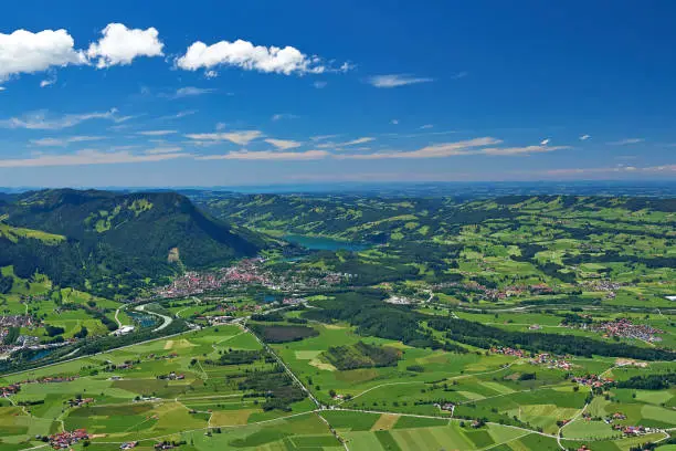 Aerial view of Immenstadt in upper Allgäu, Southern Germany.