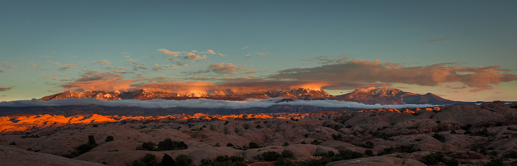 La Sal mountains in sunset.