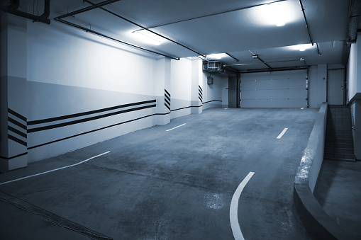 Entrance to a modern underground car park