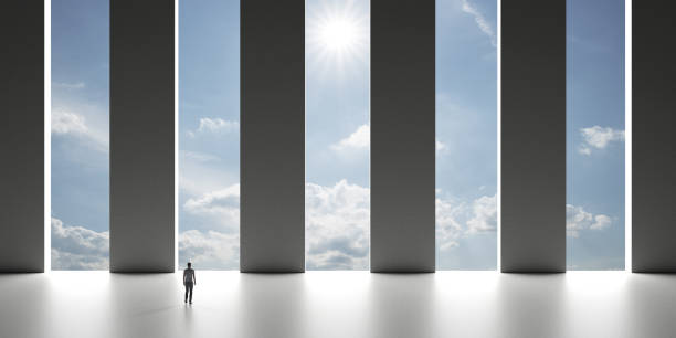 istock Concept of large modern temple high in the clouds 3d render 1250320246