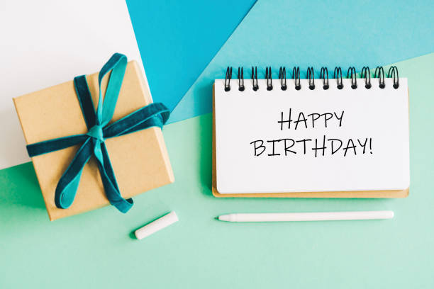 istock Gift box and Notepad with the inscription Happy birthday 1250321338
