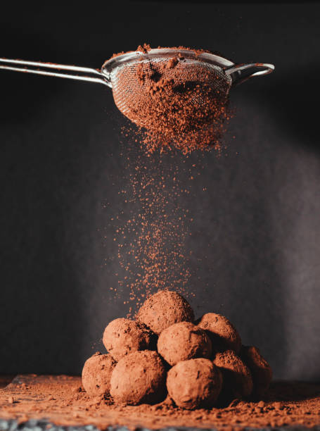 istock Delicious dark chocolate truffles with dates. 1250323414