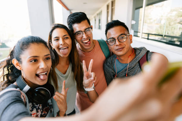 istock Friends taking a selfie in University Campus 1250323602