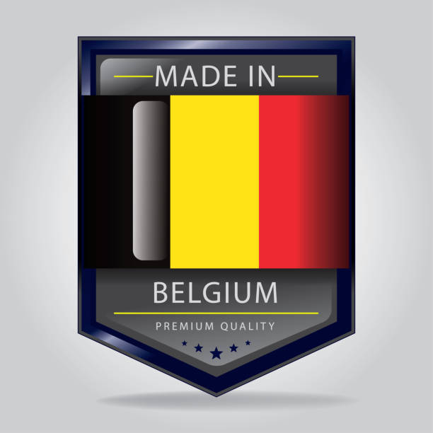 ilustraciones, imágenes clip art, dibujos animados e iconos de stock de hecho en sello belgium, bandera nacional belgian (arte vectorial) - belgium belgian flag flag shield