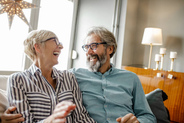 Loving senior couple at home