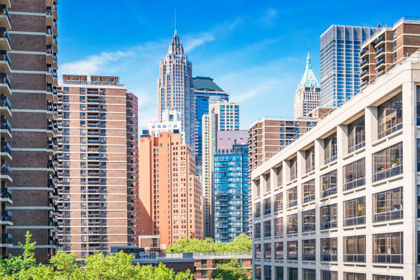 condos and office buildings lower manhattan new york city usa - lower manhattan imagens e fotografias de stock