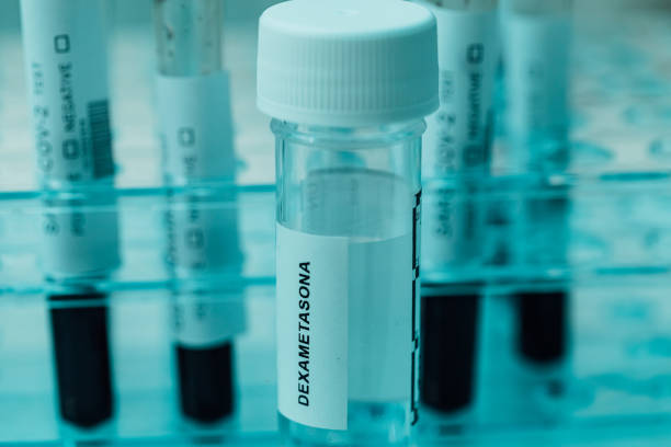 istock Laboratory tube with dexamethasone inside, (cure for covid-19) 1250328760