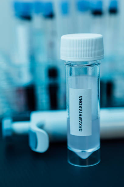 istock Laboratory tube with dexamethasone inside, (cure for covid-19) 1250328782