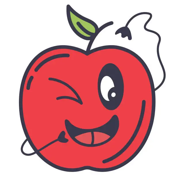 Vector illustration of Apple With Funny Cartoon Face