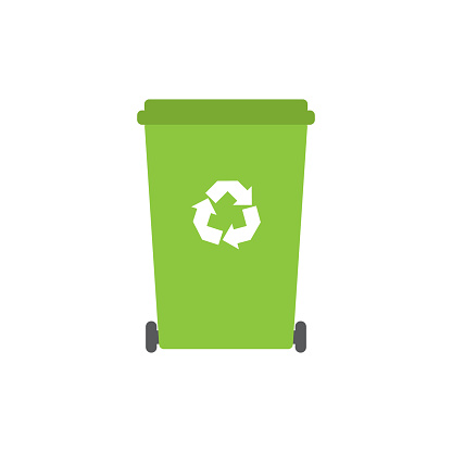 Vector Flat Cartoon Green Recycle Bin For Utilization Of Garbage Stock  Illustration - Download Image Now - iStock