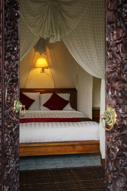 Traditional balinese bed with canopy