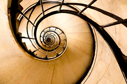 Spiral stairs photography  in Paris in Arc de Triomphe - France
