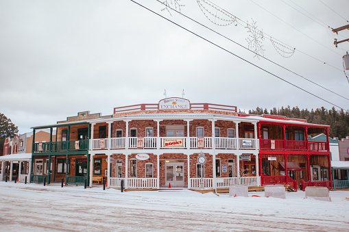 Cloudcroft, USA - January 30 2013: The town of Cloudcroft in New Mexico after a winter snow storm
