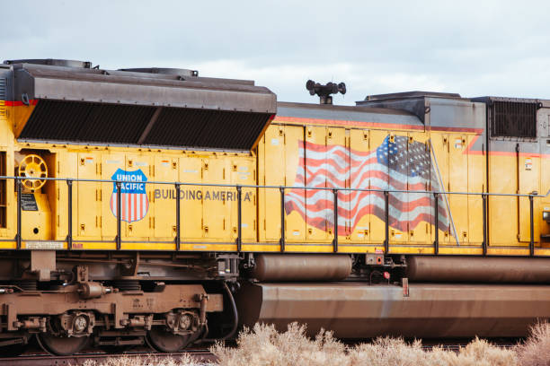 Alamogordo, USA - January 30 2013: A Union Pacific freight trains waits near Alamogordo in New Mexico, USA