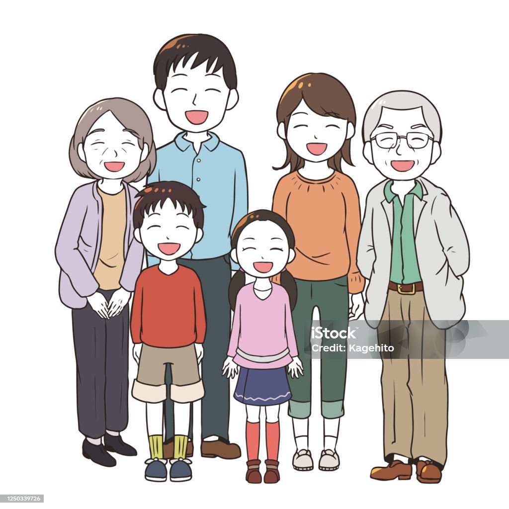 ครอบครัว 6 คนพร้อมรอยยิ้ม ภาพประกอบสต็อก - ดาวน์โหลดรูปภาพตอนนี้ - ครอบครัว  - ความเป็นญาติ, ชาวญี่ปุ่น, ชาวญี่ปุ่น - เชื้อชาติเอเชียตะวันออก - Istock