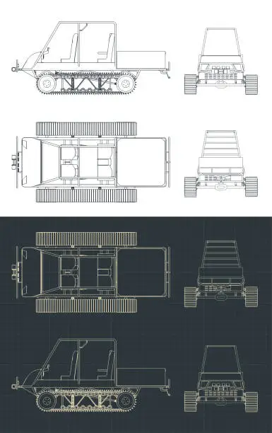 Vector illustration of All-terrain vehicle drawings