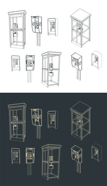 ilustrações, clipart, desenhos animados e ícones de conjunto de cabines telefônicas - pay phone telephone booth telephone isolated