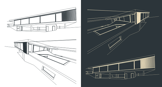 Modern Structures Drawable Modern Buildings Drawings Stock Illustration - Download Image Now ...