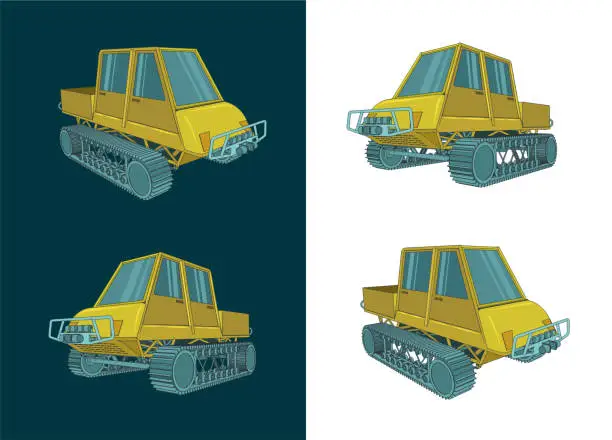 Vector illustration of Tracked All-terrain vehicle illustrations