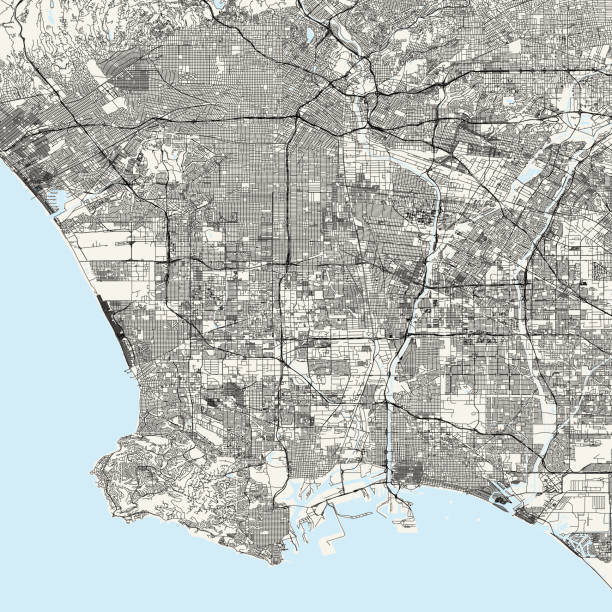лос-анджелес, калифорния вектор карта - city of los angeles los angeles county downtown district cityscape stock illustrations