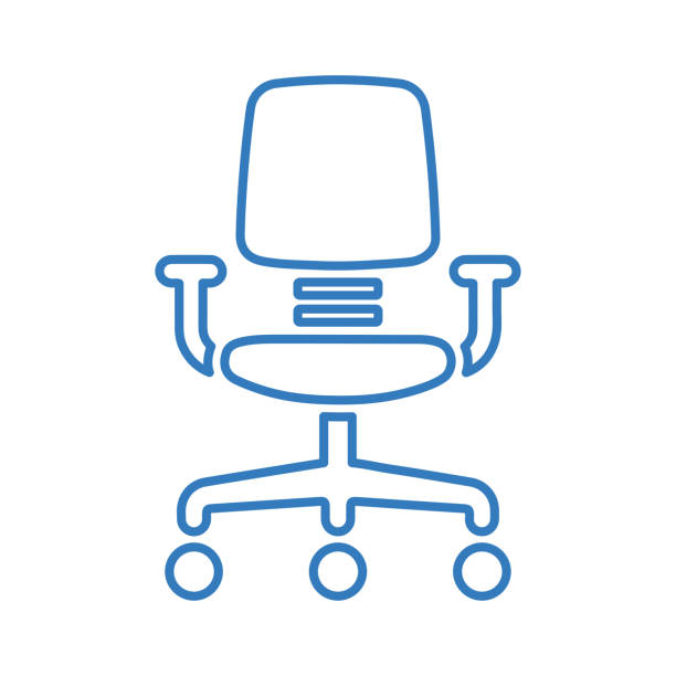 illustrazioni stock, clip art, cartoni animati e icone di tendenza di icona linea sedia a rotolamento, grafica vettoriale mobili - office chair illustrations