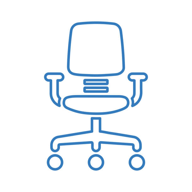 ローリングチェアラインアイコン、家具ベクトルグラフィックス - office chair illustrations点のイラスト素材／クリップアート素材／マンガ素材／アイコン素材