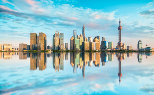 istock Panoramic view of Shanghai CBD building landscape skyline 1250368529