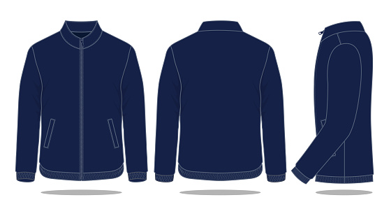 Blank Navy Blue Jacket Vector For Template
