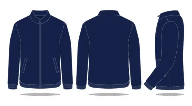 Vector illustration of Blank Navy Blue Jacket Vector For Template