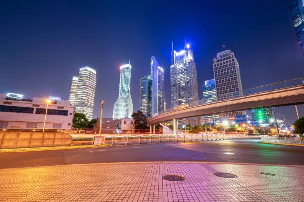 istock Shanghai CBD street light and shadow 1250376652