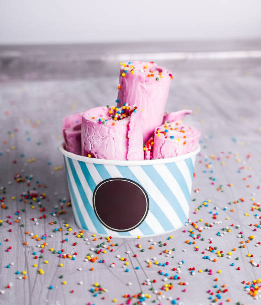ice-cream roll pink with color chip pieces, with empty space for branding