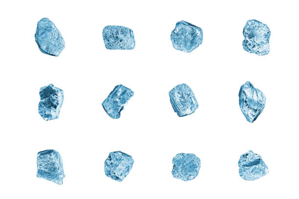 istock Blue gem stones white background isolated closeup, crushed ice cubes set, rough diamonds collection, raw brilliants texture, natural rocks nuggets, group of crystals, mineral samples, gemstone, jewel 1250387066
