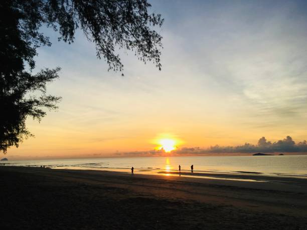 istock Empty sea beach sand and twilight sky on sunset time 1250388602