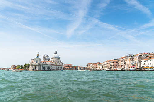 Venice, Italy - September 5, 2022: View from Punta della Dogana of the San Marco Canal in Venice