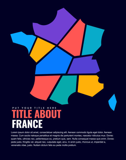 ilustrações de stock, clip art, desenhos animados e ícones de france map on page design - france