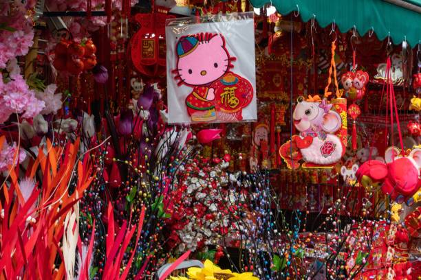 Singapore - January 19th, 2020 ; Stall selling Chinese New Year decorations