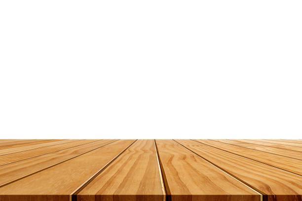 ディスプレイ商品用木製の卓上テンプレートモックアップ。白い背景に隔離された木製の棚テーブル。 - decor home interior residential structure contemporary ストックフォトと画像