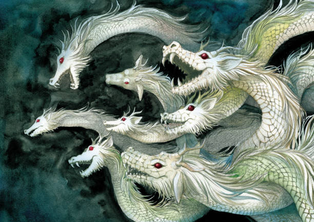 Yamatanoorochi 8head Monster In Ancient Japan Stock Illustration