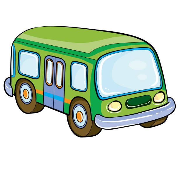 istock bus in green, cartoon illustration, isolated object on a white background, vector illustration, 1250395933