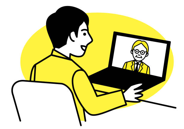 Video Interview On Laptop Computer Vector Illustration Stock Illustration -  Download Image Now - iStock