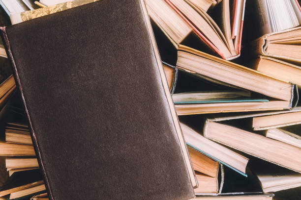 istock Brown notebook lying on the side of books 1250399616